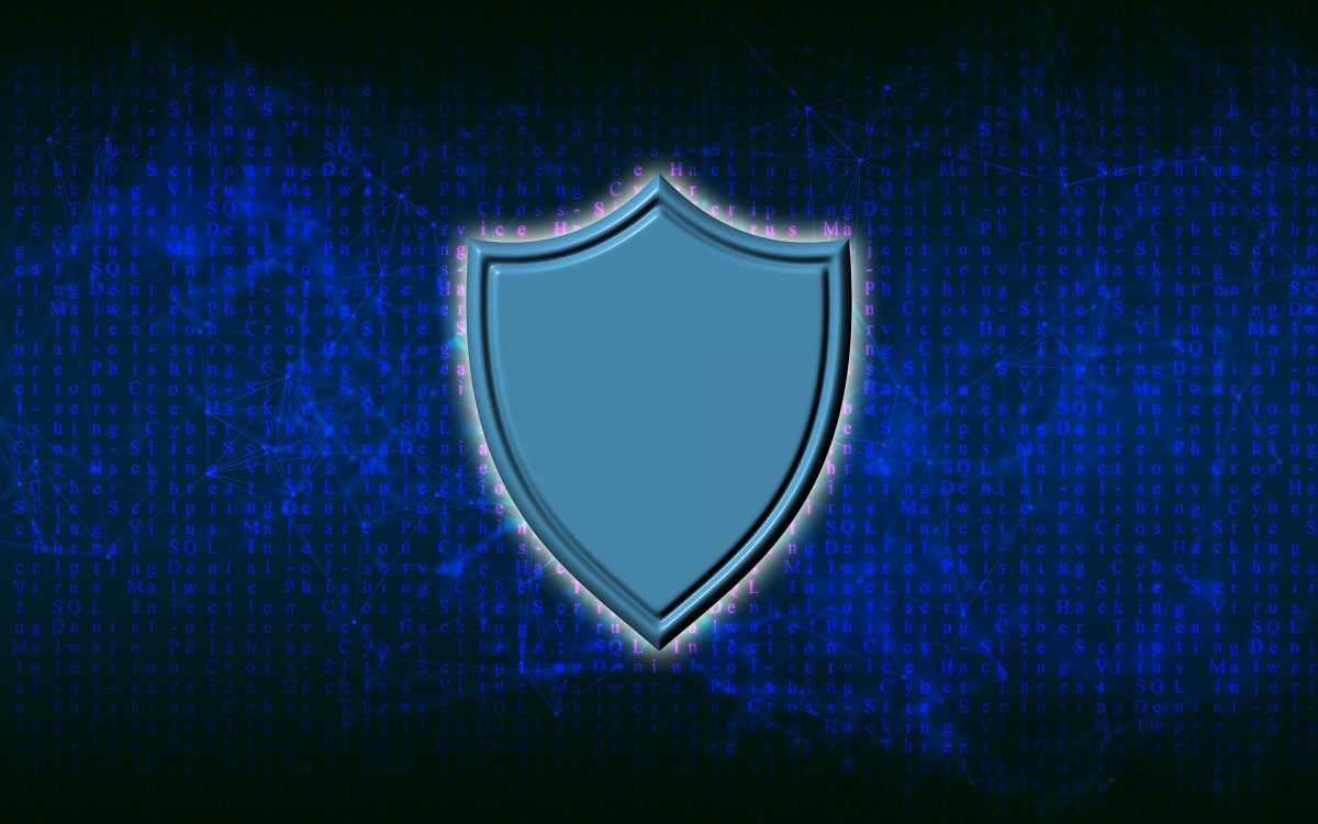 Security shield on a digital data background